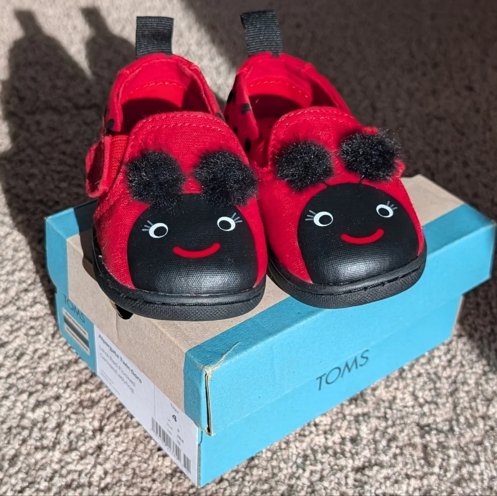 NIB TOMS Toddler Ladybug Shoes (Size 4)